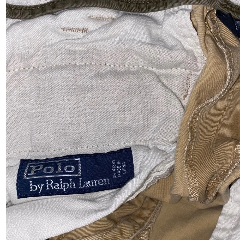 Polo‎ Ralph Lauren Chino Shorts Mens 35 Khaki Cotton Twill Flat Front Pony Logo